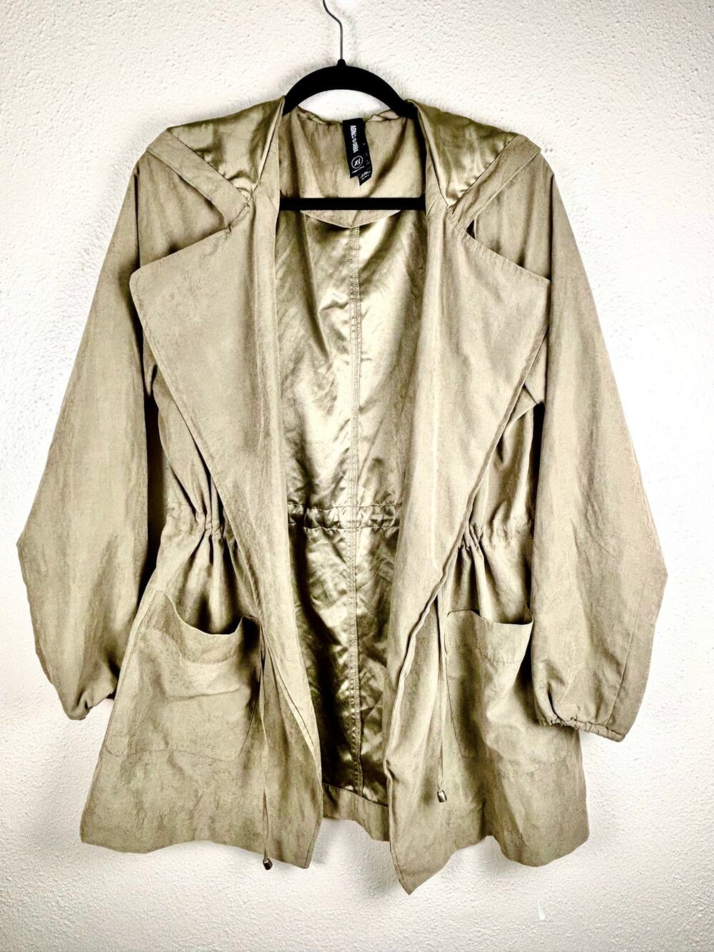 Agnes & Dora Light Lagenlook Jacket Hood Faux Suede Size XL Casual Sporty